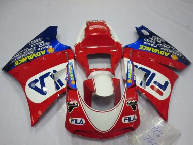 Custom 1993-2005 Ducati 748 916 996 998 Motorcycle Fairings - White Red Blue Fila UK