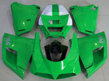 Custom 1993-2005 Ducati 996 Motorcycle Fairings - Glossy Green White UK