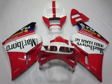 Custom 1993-2005 Ducati 748 916 996 998 Motorcycle Fairings - White Red Glossy Black Marlboro UK