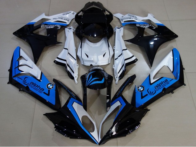 2009-2014 BMW S1000RR Motorcycle Fairings - White Blue Glossy Black Alpha UK