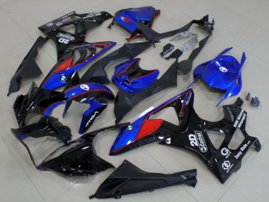 Custom 2009-2014 BMW S1000RR Motorcycle Fairings - Blue Red Glossy Black Castrol UK