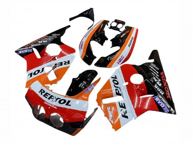 Custom 1987-1989 Honda CBR400RR NC23 Motorcycle Fairings - Orange White Red Glossy Black Repsol HRC UK
