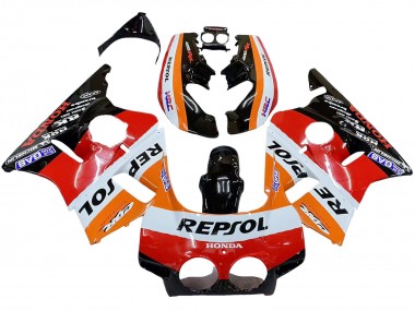 Custom 1987-1989 Honda CBR400RR NC23 Motorcycle Fairings - Orange White Red Glossy Black Repsol HRC UK