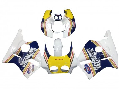 Custom 1987-1989 Honda CBR400RR NC23 Motorcycle Fairings - White Yellow Blue Rothmans UK