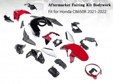 Custom 2019-2022 Honda CB650R Motorcycle Fairings - Black Red Silver UK
