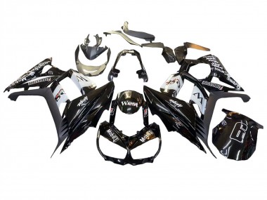 Custom 2010-2016 Kawasaki Z1000SX Motorcycle Fairings - Glossy Black Gold White Mobil West UK