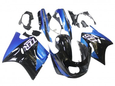 Custom 1990-1992 Kawasaki ZZR1100 Motorcycle Fairings - Blue Glossy Black UK