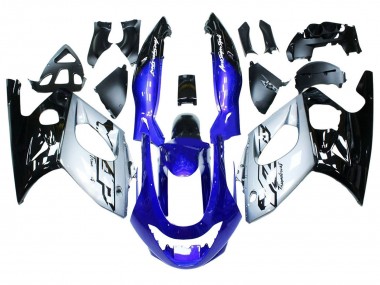 Custom 1996-2007 Yamaha YZF600R Thundercat Motorcycle Fairings - Blue Silver Black UK