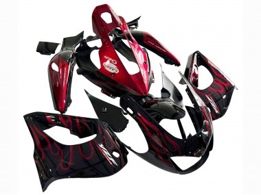 Custom 1997-2007 Yamaha YZF 1000R Thunderace Motorcycle Fairing Kits - Black with Red Flame UK