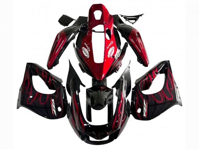 1997-2007 Yamaha YZF 1000R Thunderace Motorcycle Fairing Kits - Black with Red Flame UK