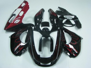 Custom 1997-2007 Yamaha YZF 1000R Thunderace Motorcycle Fairings - Black with Red Flame UK