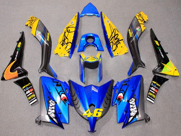2012-2014 Yamaha TMAX530 Motorcycle Fairings - Blue Yellow Black Shark 46 UK