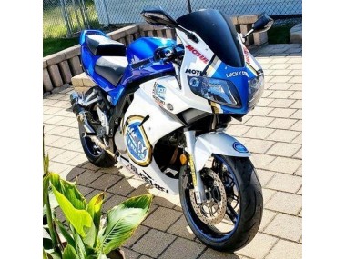 Custom 2003-2013 Suzuki SV650 Motorcycle Fairings - White Blue Lucky Strike Motul UK