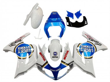 Custom 2003-2013 Suzuki SV650 Motorcycle Fairings - White Blue Lucky Strike Motul UK