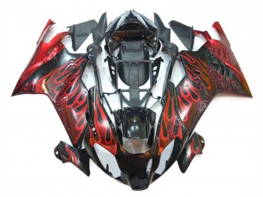 Custom 2003-2006 Aprilia RSV1000 Motorcycle Fairings - Glossy Black Red Flame UK