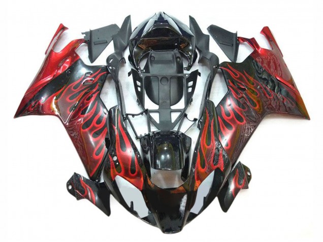 2003-2006 Aprilia RSV1000 Motorcycle Fairings - Glossy Black Red Flame UK