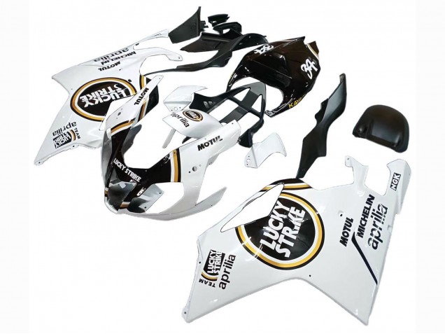 2003-2006 Aprilia RSV1000 Motorcycle Fairings - White Black Lucky Strike Motul Michelin UK