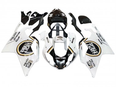 Custom 2003-2006 Aprilia RSV1000 Motorcycle Fairings - White Black Lucky Strike Motul Michelin UK