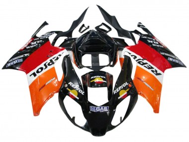 Custom 2003-2006 Aprilia RSV1000 Motorcycle Fairings - Orange White Red Black Repsol UK