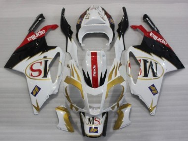 Custom 2003-2006 Aprilia RSV1000 Motorcycle Fairings - White Gold Red Black UK