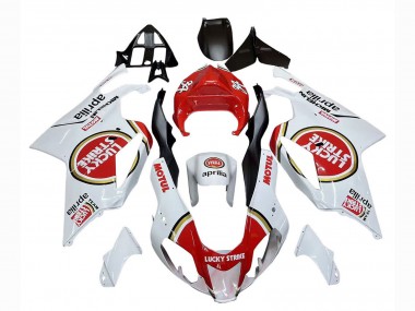 Custom 2003-2006 Aprilia RSV1000 Motorcycle Fairings - White Red Lucky Strike Motul 34 UK