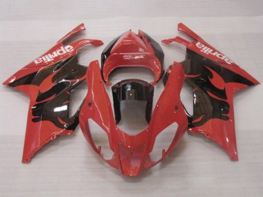 Custom 2003-2006 Aprilia RSV1000 Motorcycle Fairings - Red Glossy Black UK