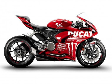 Custom 2020-2024 Ducati Panigale V2 Motorcycle Fairings - Red Glossy Black Monster Corse UK