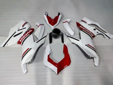 Custom 2020-2024 Ducati Panigale V2 Motorcycle Fairings - White Red Glossy Black UK
