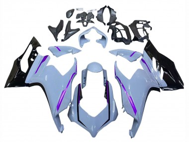 Custom 2020-2024 Ducati Panigale V2 Motorcycle Fairings - Glossy Grey Purple Glossy Black UK