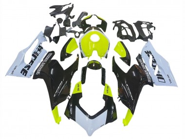 Custom 2020-2024 Ducati Panigale V2 Motorcycle Fairings - White Lime Green Glossy Black Stein Dinse VR 46 UK