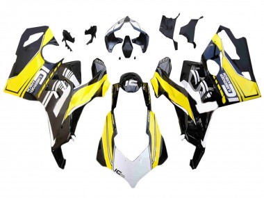 Custom 2018-2019 Ducati Panigale V4 V4S Motorcycle Fairings - White Yellow Glossy Black UK