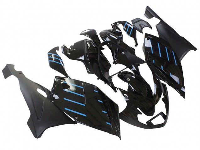 2005-2010 BMW K1200S Motorcycle Fairings - Glossy Black Matte Black Blue Lines UK
