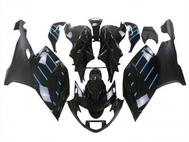 Custom 2005-2010 BMW K1200S Motorcycle Fairings - Glossy Black Matte Black Blue Lines UK