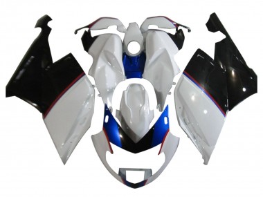 Custom 2005-2010 BMW K1200S Motorcycle Fairings - White Blue Glossy Black UK