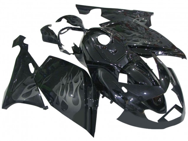 2005-2010 BMW K1200S Motorcycle Fairings - Glossy Black Grey Flame UK