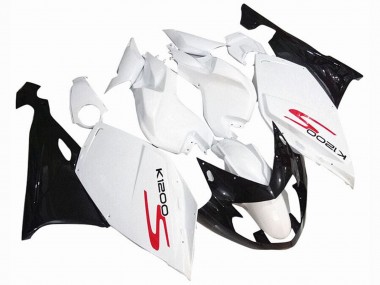 Custom 2005-2010 BMW K1200S Motorcycle Fairings - White Glossy Black UK