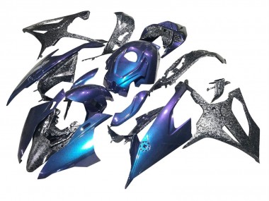 Custom 2019-2022 BMW S1000RR Motorcycle Fairings - Gradient Blue Purple Forged Carbon Fiber UK