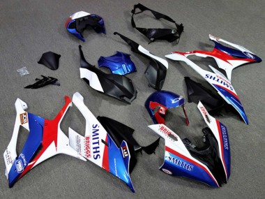 Custom 2019-2022 BMW S1000RR Motorcycle Fairings - White Blue Red Smiths UK