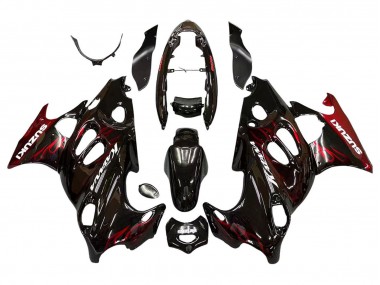 Custom 2004-2006 Suzuki GSX600F/GSX750F Motorcycle Fairings - Glossy Black Red Flame UK