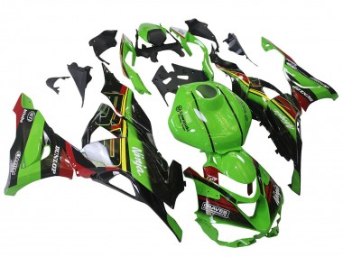 Custom 2023-2025 Kawasaki ZX6R Motorcycle Fairings - Green Black Red Yellow Dunlop UK