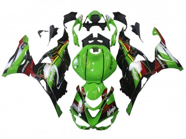 Custom 2023-2025 Kawasaki ZX6R Motorcycle Fairings - Green Black Red Yellow Dunlop UK