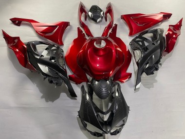 Custom 2023-2025 Kawasaki ZX6R Motorcycle Fairings - Red Carbon Fiber UK