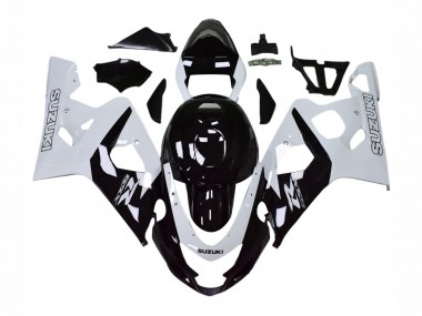 Custom 2004-2005 Suzuki GSXR 600 / GSXR 750 Motorcycle Fairings - White Black UK