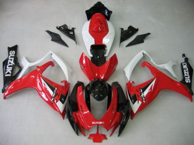 Custom 2006-2007 Suzuki GSXR 600 / GSXR 750 Motorcycle Fairing - White Red Glossy Black UK