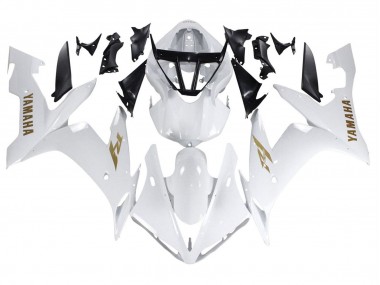 Custom 2004-2006 Yamaha YZF 1000 R1 Motorcycle Fairings - White Gold Decals UK
