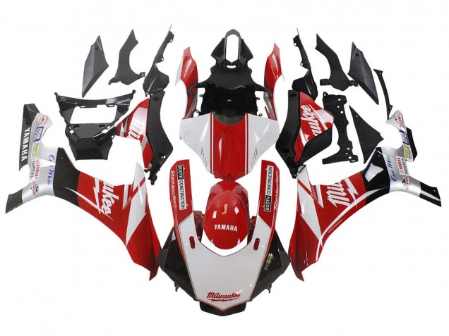 2020-2025 Yamaha YZF 1000 R1 Motorcycle Fairings - White Red Black Milwaukee UK