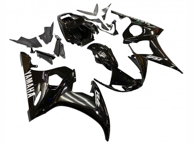2006-2009 Yamaha YZF R6S Motorcycle Fairings - Glossy Black White Decals UK