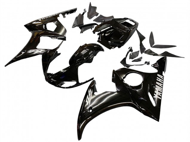 2006-2009 Yamaha YZF R6S Motorcycle Fairings - Glossy Black White Decals UK