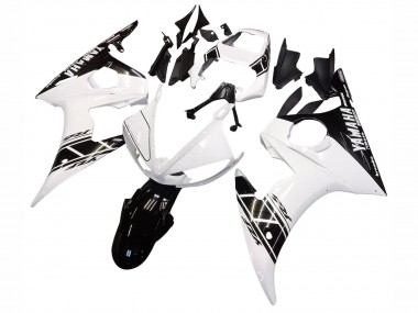 Custom 2003-2004 Yamaha YZF R6 Motorcycle Fairing - White Glossy Black UK