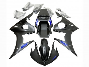 Custom 2003-2004 Yamaha YZF R6 Motorcycle Fairings - Matte Black Blue UK